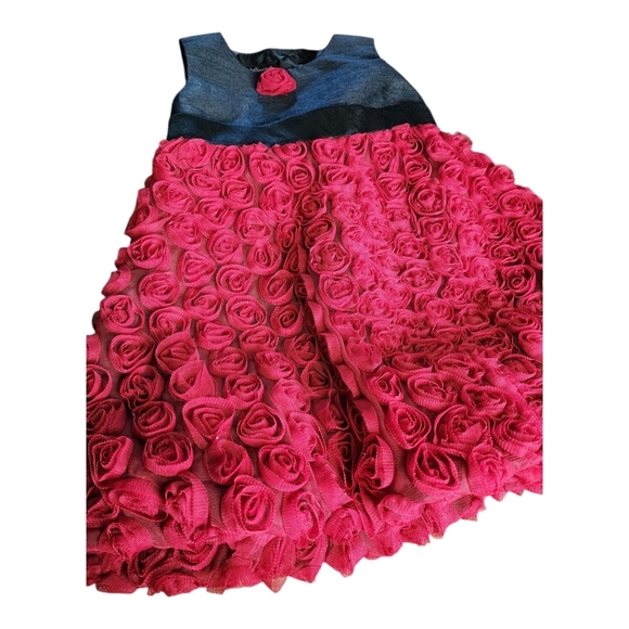 Wendy Bellissimo 18M Navy & Pink Rosette Dress Baby Girl Party Holiday - Picture 2 of 7